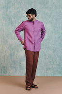 Berry Linen Men's Band Collar Shirt