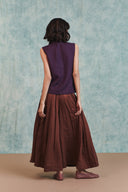 Chocolate Linen Multi-Pleated Pants
