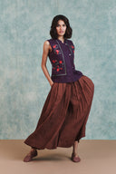 Chocolate Linen Multi-Pleated Pants