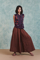 Chocolate Linen Multi-Pleated Pants