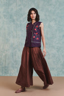 Chocolate Linen Multi-Pleated Pants