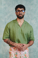 Moss Linen Men's Popover Shirt - Sale