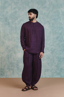 Plum Linen Men's Shirt Kurta - Sale