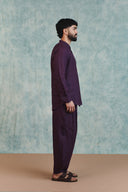 Plum Linen Men's Shirt Kurta - Sale