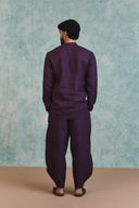 Plum Linen Men's Barrel Pants