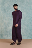 Plum Linen Men's Barrel Pants