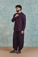Plum Linen Men's Barrel Pants