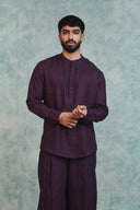 Plum Linen Men's Shirt Kurta - Sale