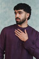 Plum Linen Men's Shirt Kurta - Sale
