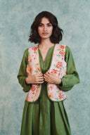 Flora Co-Linen Embroidered Rounded Waistcoat