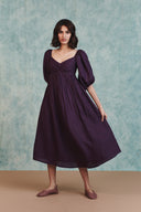 Plum Linen Front Twist Dress