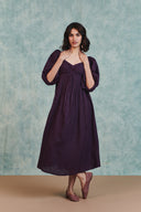 Plum Linen Front Twist Dress