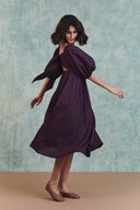 Plum Linen Front Twist Dress