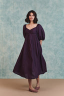 Plum Linen Front Twist Dress