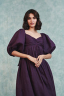 Plum Linen Front Twist Dress