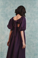 Plum Linen Front Twist Dress