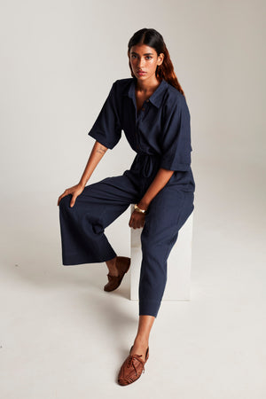 Navy Co-Linen Boilersuit