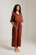 Mocha Co-Linen Boilersuit - Sale