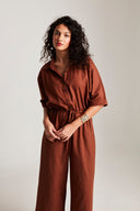 Mocha Co-Linen Boilersuit - Sale
