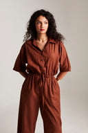 Mocha Co-Linen Boilersuit - Sale