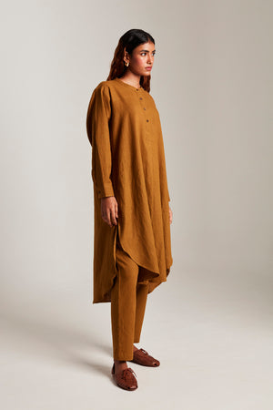 Olive Co-Linen Round Hem Kurta Set