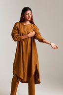 Olive Co-Linen Round Hem Kurta