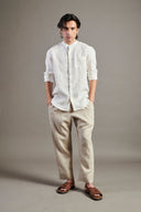 Taj Linen Band Collar Shirt On Sale