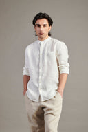 Taj Linen Band Collar Shirt