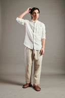 Taj Linen Band Collar Shirt