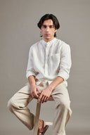 Taj Linen Band Collar Shirt