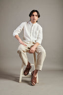 Taj Linen Band Collar Shirt