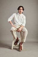 Taj Linen Band Collar Shirt On Sale