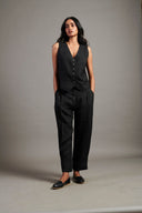 Kohl Linen Waist Coat On Sale