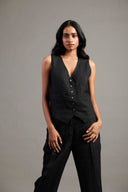 Kohl Linen Waist Coat On Sale