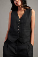 Kohl Linen Waist Coat On Sale