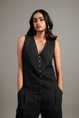 Kohl Linen Waistcoat Set