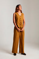 Olive Co-Linen Pleated Trousers - Sale
