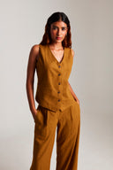 Olive Co-Linen Waistcoat Set