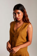 Olive Co-Linen Waistcoat - Sale