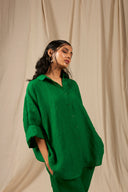 Panna Linen Oversized Flared Shirt On Sale