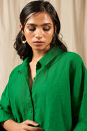 Panna Linen Oversized Flared Shirt On Sale