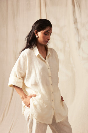Taj Linen Oversized Flared Shirt Set