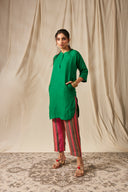 Panna Linen Panelled Kurta Set