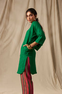 Panna Linen Panelled Kurta On Sale