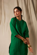 Panna Linen Panelled Kurta Set