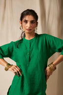 Panna Linen Panelled Kurta On Sale
