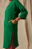 Panna Linen Panelled Kurta Set