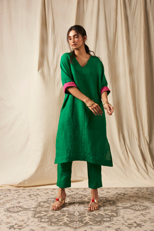 Panna Linen Dolman Kurta Set