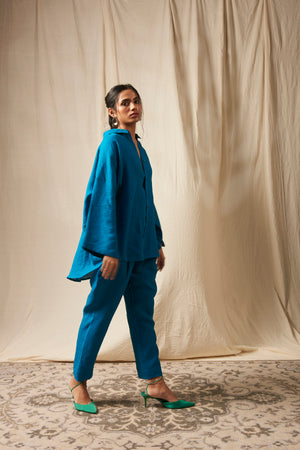 Indus Linen Oversized Flared Shirt Set