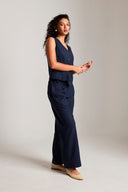 Navy Co-Linen Waistcoat Set - Sale
